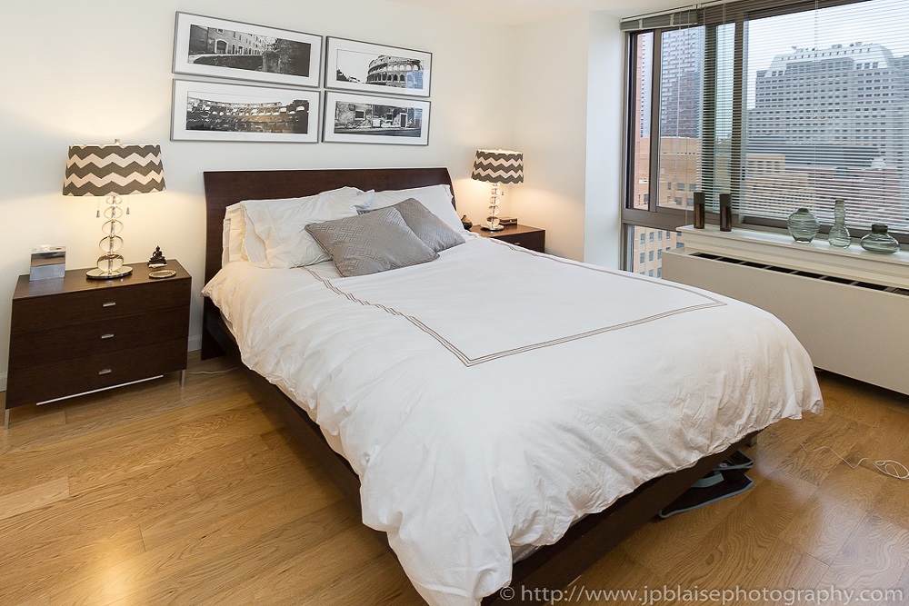 Bedroom of beautiful Dumbo condo apartment in Downtown Brooklyn