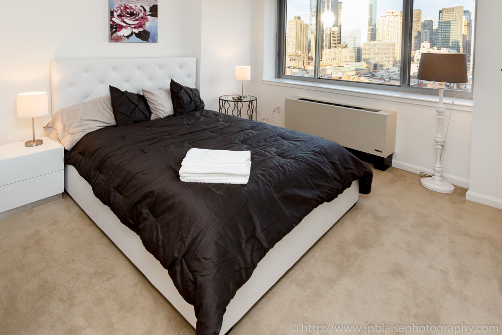New York Real Estate photographer: Bedroom room of two bedroom apartment in Midtown Manhattan New York City