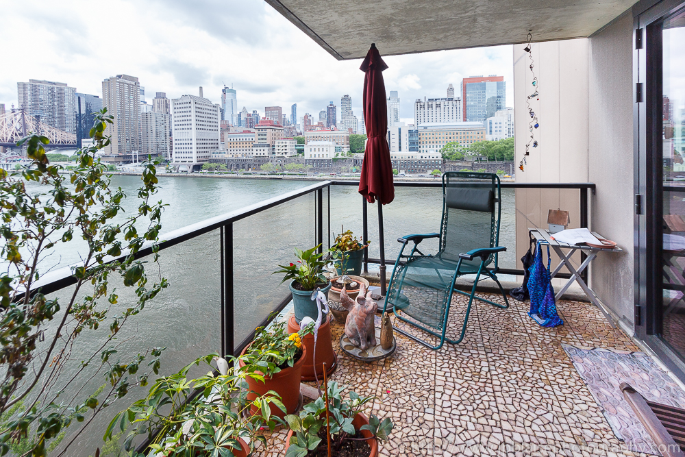 Latest Real Estate Photography Work: picture of the view of Midtown Manhattan Skyline from a Roosevelt Island balcony