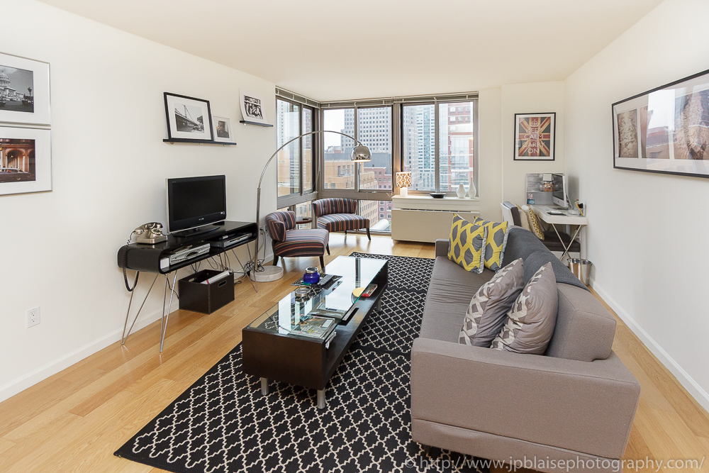 Interior photography of a Living Room in Downtown Brooklyn, NY