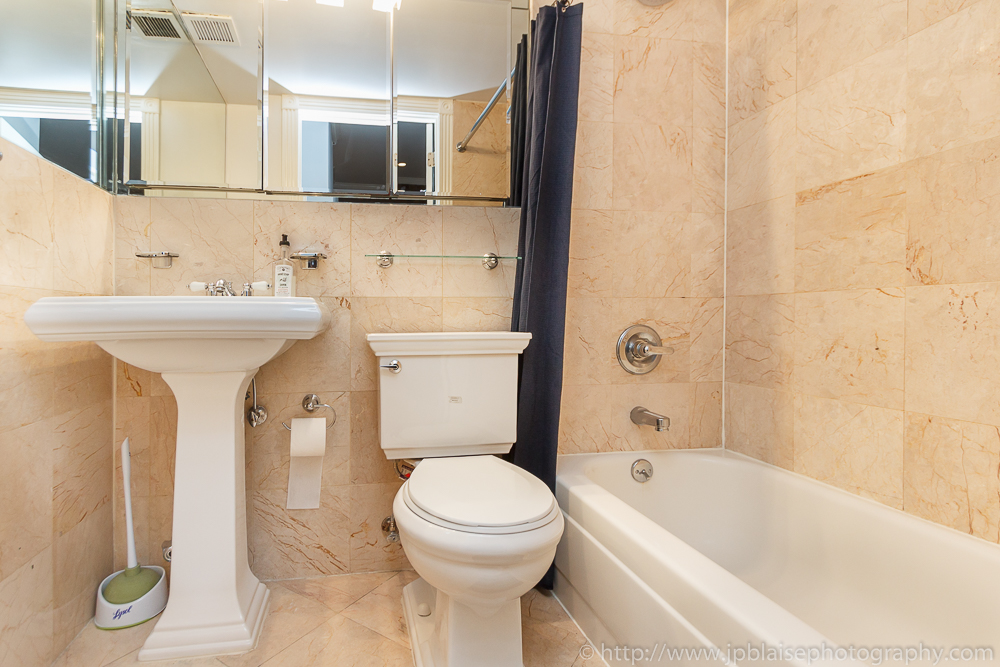 Interior photography of the bathroom of a 2 bedroom apartment in New York City