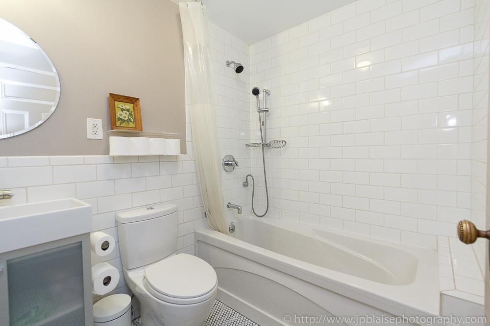 Professional photography of bathroom in three bedroom apartment in Brooklyn, New York