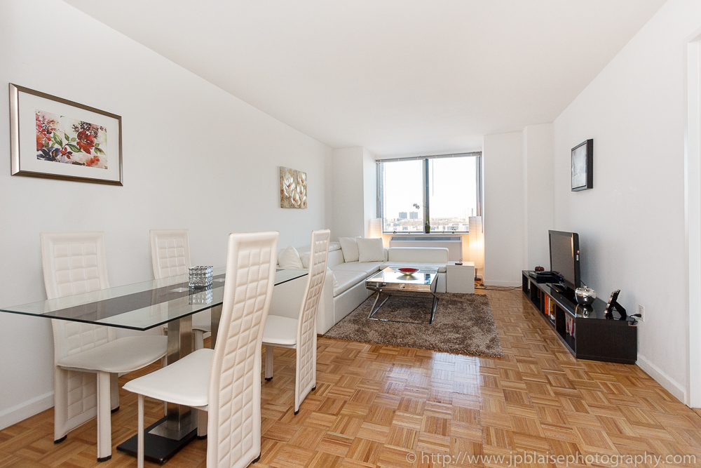 Real Estate photographer: view of the living room of a one bedroom on the upper west side of manhattan nyc